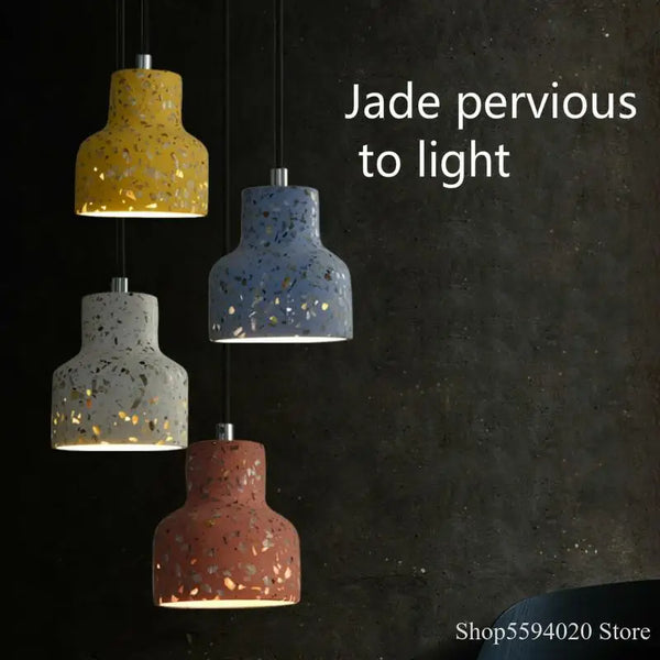 Axyaa Nordic Cement Pendant Lamp with Color LED for Bedroom and Dining Room