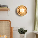Axyaa Round Ash Wood Wall Lamp LED Light for Living Room Decor