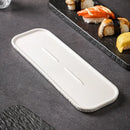 Axyaa  Rock Grain Ceramic Sashimi Plate - Black & White Long Plate