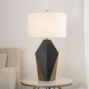 Axyaa Modern Black Iron Desk Lamp With Fabric Lampshade - Elegant E27 Table Lamp