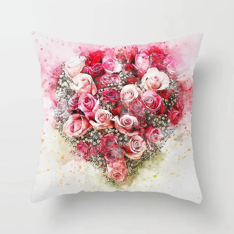Axyaa Strawberry Plant Flower Cushion Cover for Room Decoration