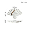 Axyaa Fan Shaped Ceramic Plate: Retro Sushi, Dessert, Dim Sum, Molecular Cuisine Tableware