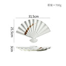 Axyaa Fan Shaped Ceramic Plate: Retro Sushi, Dessert, Dim Sum, Molecular Cuisine Tableware