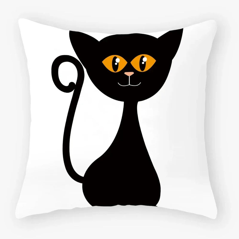 Axyaa Black Cat Pillowcase 45*45 Sofa Car Home Decor Cushion Cover