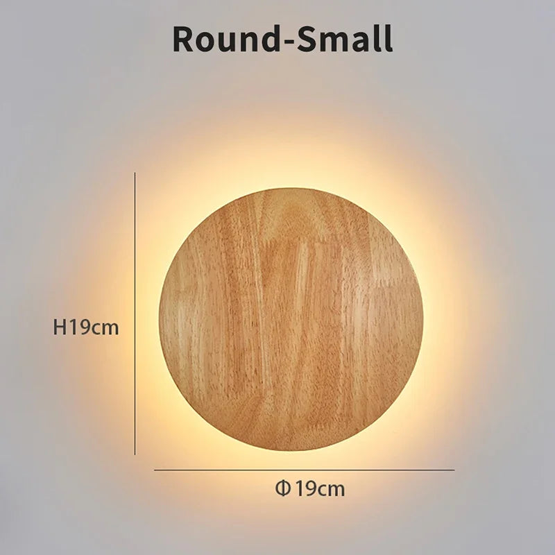 Axyaa Circular Wooden LED Wall Lamp for Bedroom Living Room Decor.