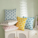 Axyaa Embroidery Cross Pillow Cover 45x45cm Blue Yellow Grey Square Couch Bedroom