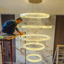 Axyaa Crystal Chandelier Stair Pendant Lamp Living Room Pendant Lights Home Decor Lighting