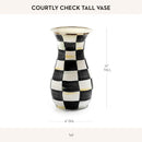 Axyaa Courtly Check Enamel Vase, Stylish Table Decor, Black-and-White Accent for Living Room