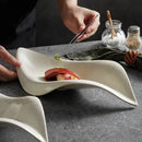 Axyaa Leaf Shape Ceramic Dinner Plate Set for Molecular Cuisine and More