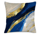 Axyaa Blue & Gold Abstract Marbling Pillow Covers for Sofa, Bedroom, Car