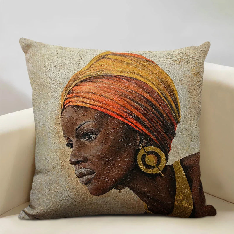 Axyaa African Woman Ethnic Cushion Cover 45x45cm