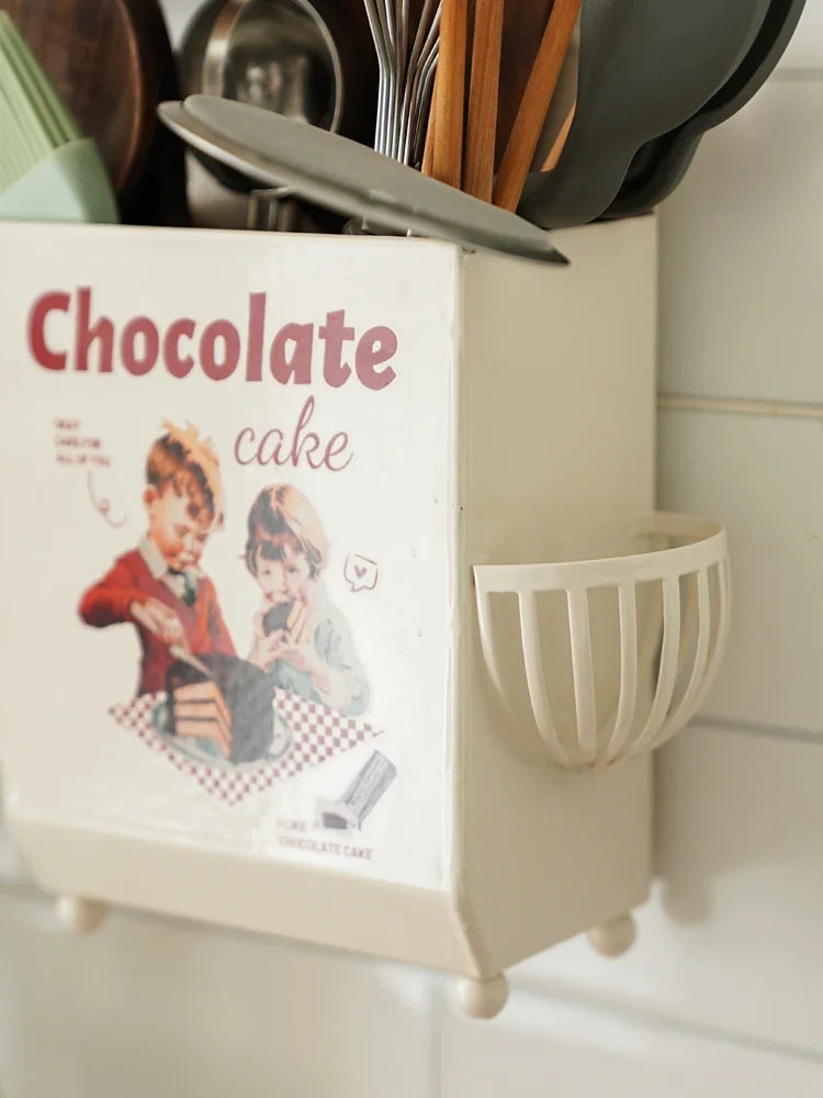 Axya French Vintage Tableware Storage Bucket Kitchen Shelf Set