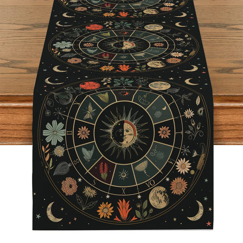 Axyaa Astrology Sun Moon Table Runner for Home Wedding Centerpieces