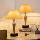 Axyaa Fabric Shade USB Table Lamp with 2 USB Ports & Outlet on Metal Base