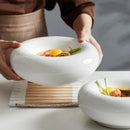 Axya White Ceramic Dinner Plate Set Restaurant Tableware Bowl Snack Dessert Fruit Plate