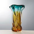 Axyaa Twisted Pattern Jade Gold Glass Vase - Light Luxury Flower Arrangement