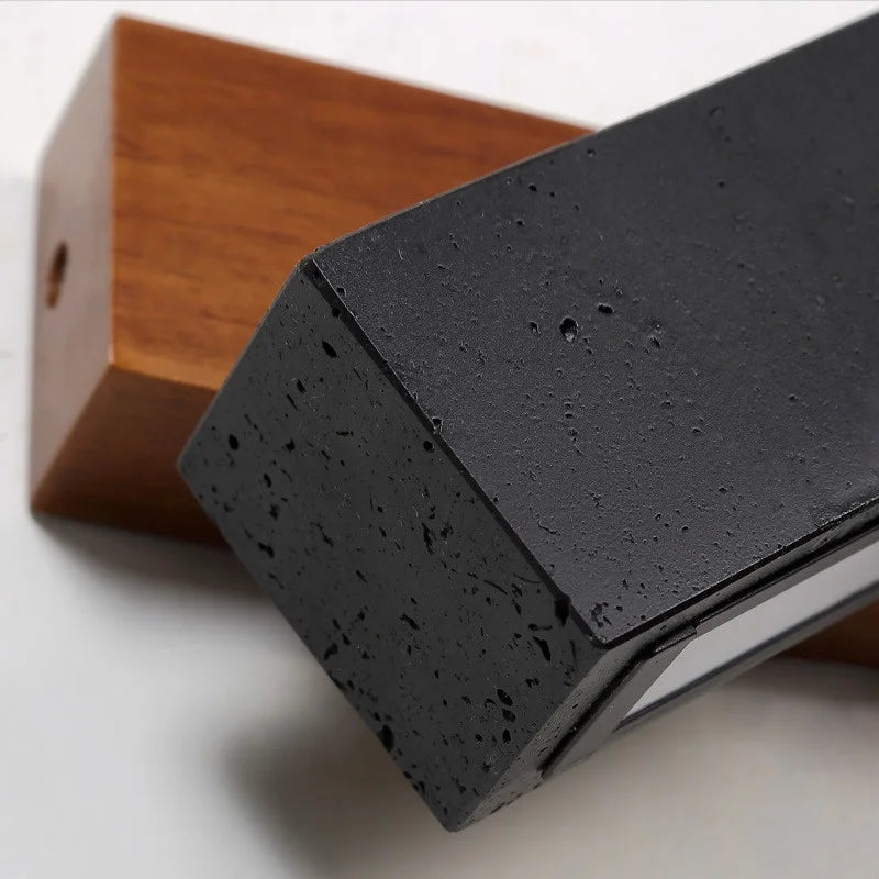 Axyaa Wabi Sabi Black Travertine LED Wall Lamp - Rotatable Pull Chain Switch