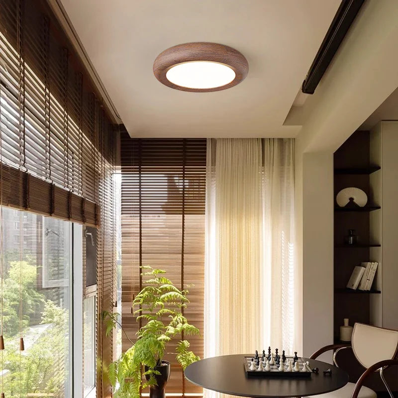 Axyaa Wood Grain LED Ceiling Lamp Modern Nordic Home Decor Bedroom Pendant Light