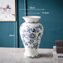 Axyaa Retro Blue & White Ceramic Vase for Home Living Room Decoration