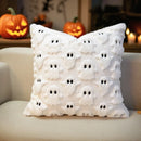 Axyaa Halloween Plush Pillowcase: Cartoon Embroidered Black and White Decorative Cushion Cover