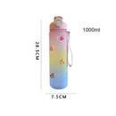 Axyaa 1L Portable Gym Water Bottle with Straw - Kawaii Design for Fitness & Travel