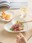 Axyaa White Heart Ceramic Plate Set - Irregular Home Kitchen Dishes & Bowls
