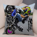 Axyaa Cartoon Motorcycle Pillowcase for Home, Sofa, Car - Polyester - Colorful Design