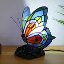 Axyaa Tiffany Butterfly Table Lamp Retro Luxe Stained Glass Desk Lamp