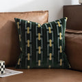 Axyaa Geometric Cut Velvet Pillow Cover 45x45cm Ivory Coffee Green Grey Luxe Décor
