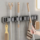 Axyaa Mop Broom Holder Hooks Bathroom Storage Rack Space-saving Hanger Slots Organizers
