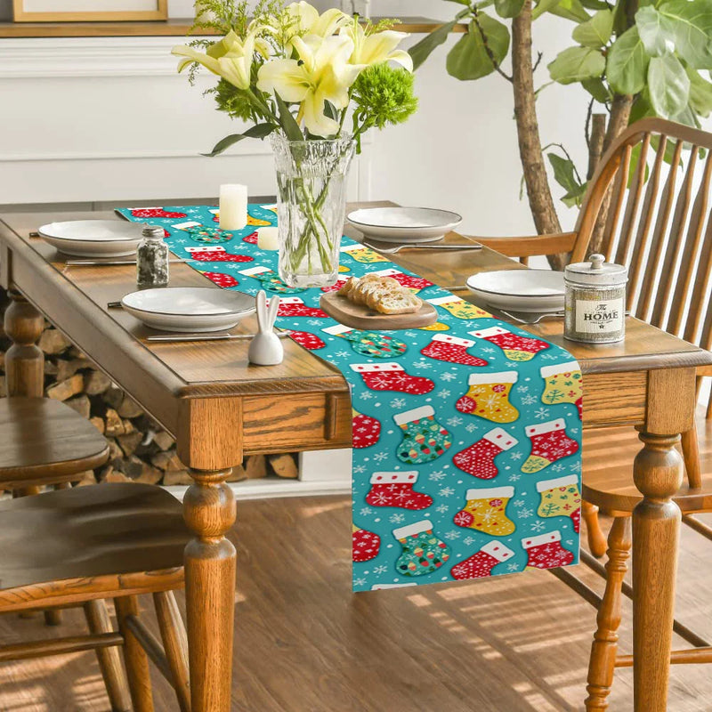 Axyaa Snowflake Cartoon Table Runner for Festive Dining Decor