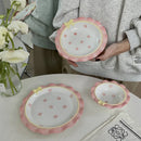 Axya Pink Ceramic Dinner Plate with Bow Knot, High Temp Resistant, Deep Dish