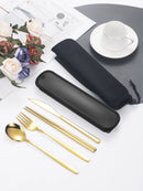Axyaa 4-Piece Portable Travel Cutlery Set with Box