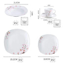 Axyaa Pink Floral Porcelain Plate Set for 12 - 60-Piece Dinnerware Collection