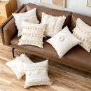 Axyaa Boho Tufted Lumbar Pillow Cover with Tassels - Modern Farmhouse Style