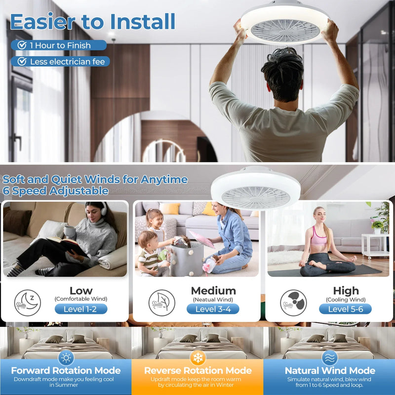 Axyaa Smart LED Ceiling Fan Light with APP Remote Control for Home and Office