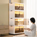 Axyaa 5-Layer Folding Storage Cabinet with Wheels, Large Capacity Organizer