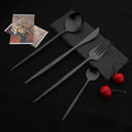 Axyaa 24-Piece Stainless Steel Cutlery Set - Matte Silver Western Flatware Tableware