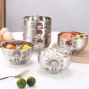 Axyaa Kids' Cartoon Stainless Steel Rice Bowl and Soup Bowl Set