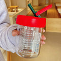 Axyaa Glass Water Bottle with Tea Infuser Filter Straw, Kawaii Design, 750ml