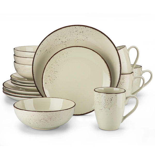 Axya Navia Stoneware Ceramic Dinnerware Set: Dinner, Dessert Plate, Bowl, Mug Tableware