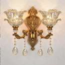 Axyaa Retro Crystal Glass Double Head Wall Light for Living Room and Bedroom