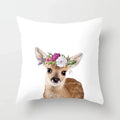 Cute Animals Print Decor Pillowcase by Axyaa - Pink Flower Theme