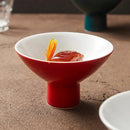 Axyaa High Foot Ceramic Dessert Bowl for Hotel and Restaurant - Artistic Snack Plate