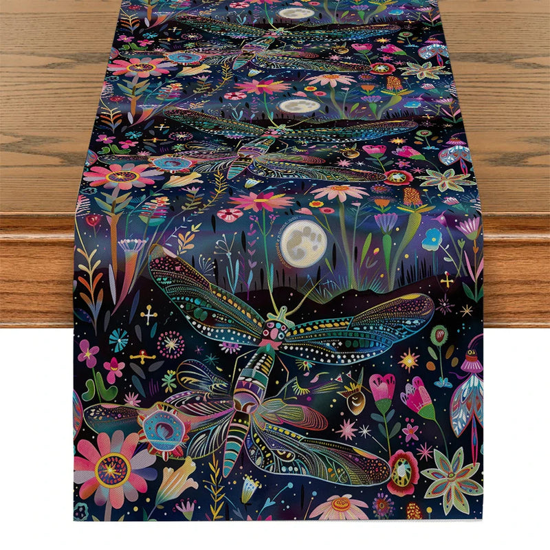 Axyaa Floral Insects Table Runner Wedding Dining Coffee Long Cloth