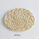 Axyaa Oval Straw Woven Table Mat, Insulation Placemat & Anti-Scalding Mat