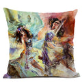 Axyaa Dancing Girl Oil Painting Decorative Pillow Cover 45x45cm