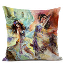 Axyaa Dancing Girl Oil Painting Decorative Pillow Cover 45x45cm