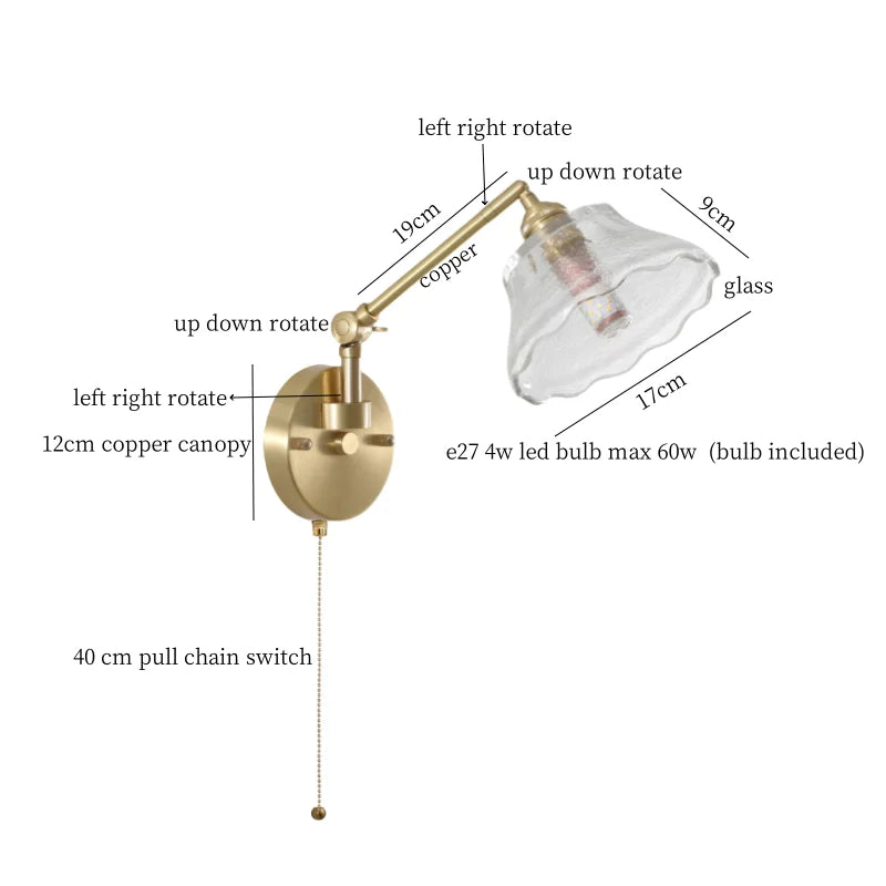 Axyaa Clear Glass LED Wall Sconce with Switch - Nordic Minimalism Wand Lampen