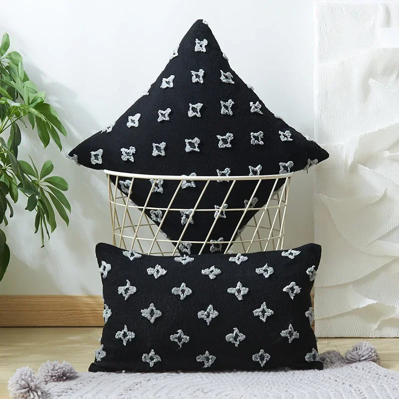 Axyaa Yellow Star Decor Cushion Cover - 45*45 Cotton Pillow Case Home Decor